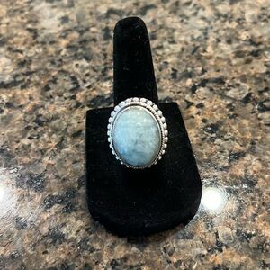 Pale Green Jade and Silver Ring